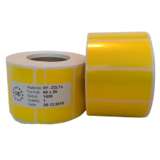 Etykiety samoprzylepne foliowe 50x25, żółte, UV, 1000 szt.