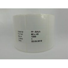 Etykiety samoprzylepne foliowe 60x40, białe, PP, 1000 szt.