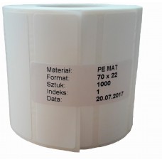 Etykiety samoprzylepne foliowe 70x22, białe matowe, PE, 1000 szt.